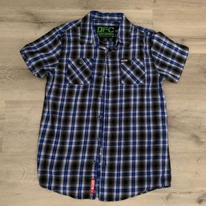 Blue/Black Youth Dixxon Button up Size L